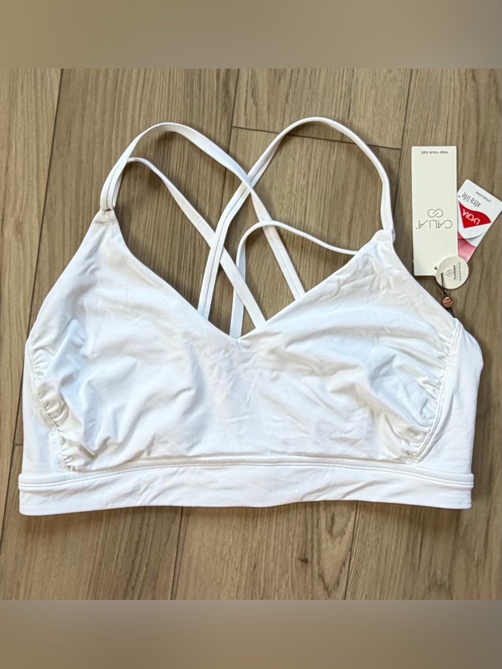 Calia Strive Women's White Strappy Bralette Adjustable Lycra No Pads